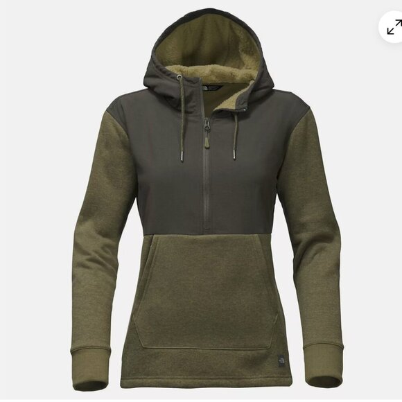 North Face Women’s Tech Sherpa Pullover Olive Green Size Medium - Picture 1 of 10